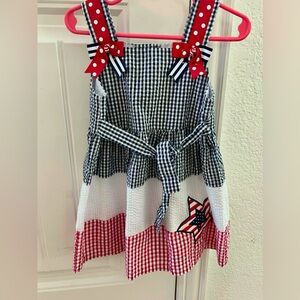 Counting Daisies Toddler Girls Navy, Red and White Dress